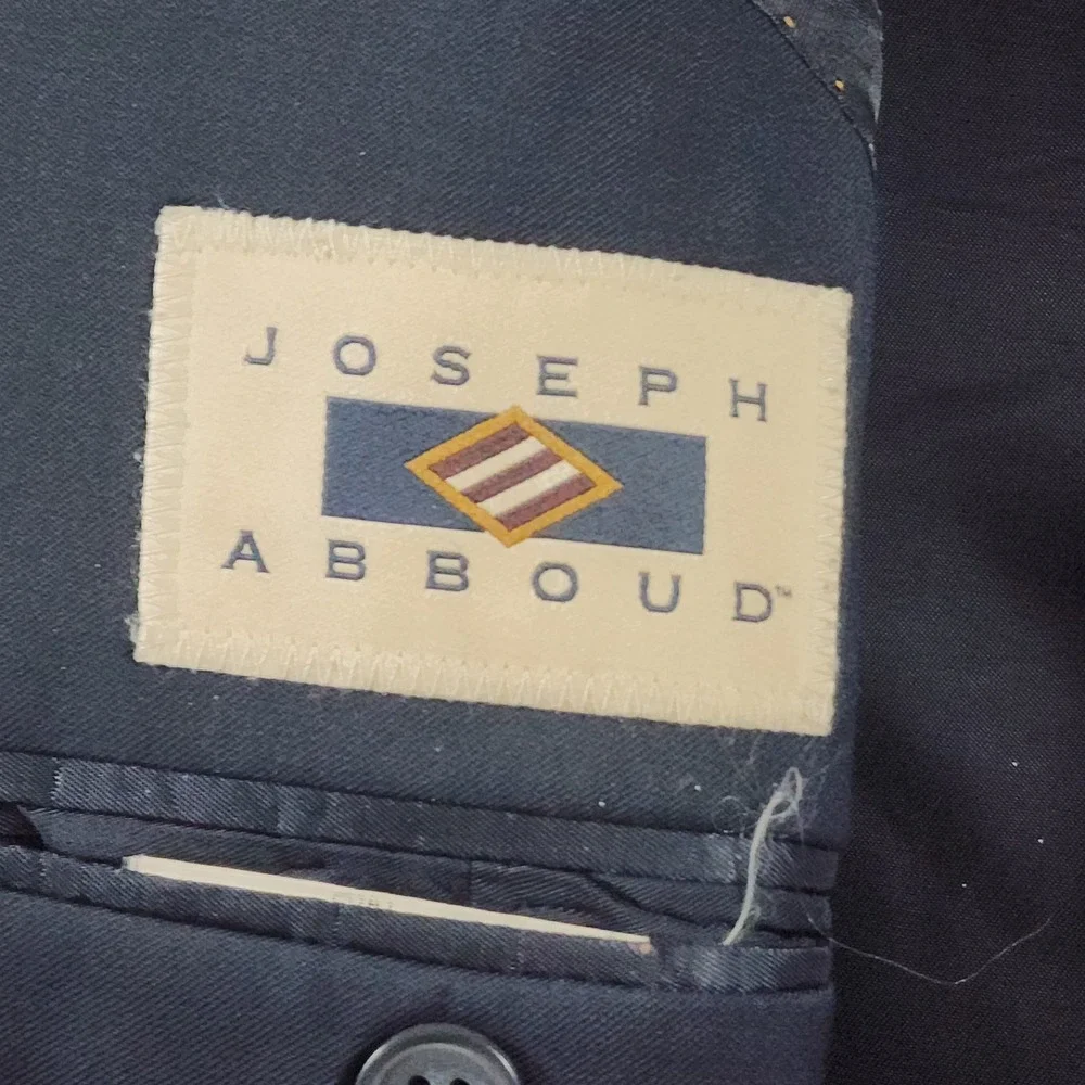 Joseph Abboud Mens Blazer 46L Navy Blue Super 120s Italian Wool Sport Coat USA